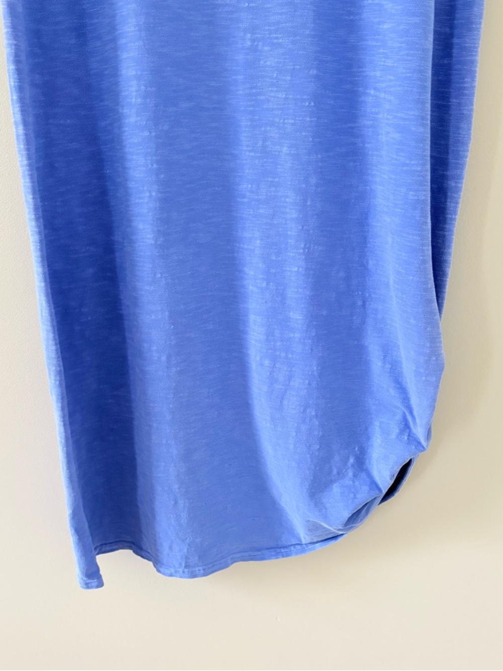 Fresh Produce Blue T-Shirt Dress Ruched Tie Side Midi Cotton Made in USA Sz L - Picture 4 of 13